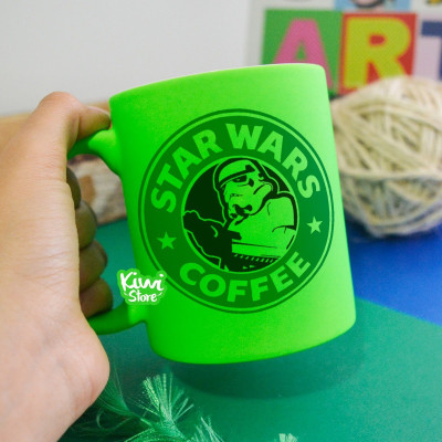 Mug neón personalizado diseño starwars coffee