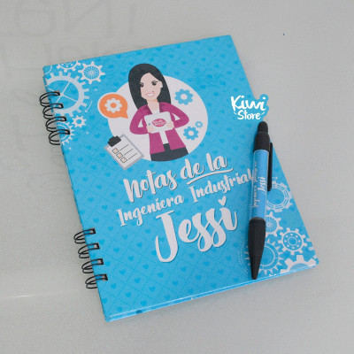 Combo cuaderno y termo personalizado ingeniera industrial