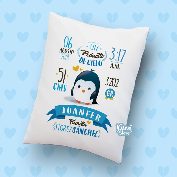 Cojín - Datos de nacimiento Pingüino
