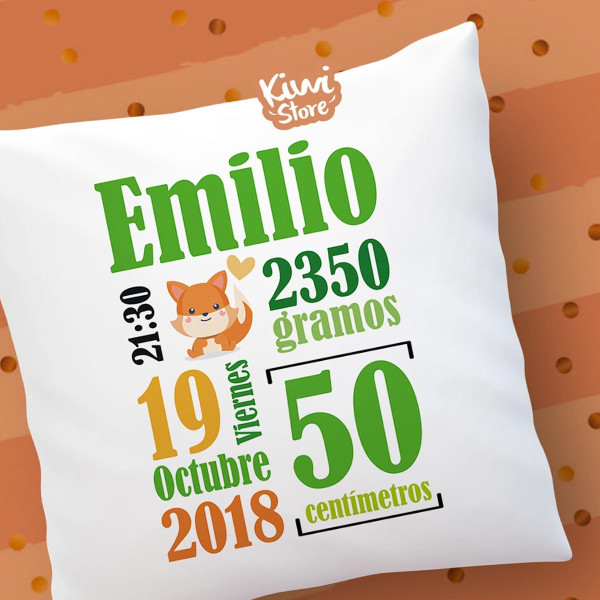 Cojín - Datos de nacimiento Zorro