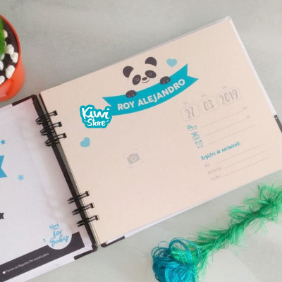 Libro de recuerdos de bebé personalizado - Libro de recuerdos - Álbum de bebé panda
