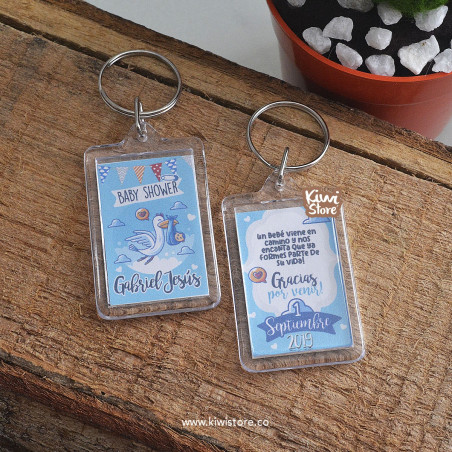 Paquete x10 llaveros - Baby Shower Cigüeña