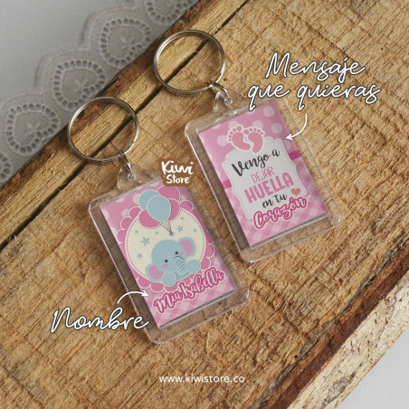Paquete x10 llaveros - Baby Shower elefante niña