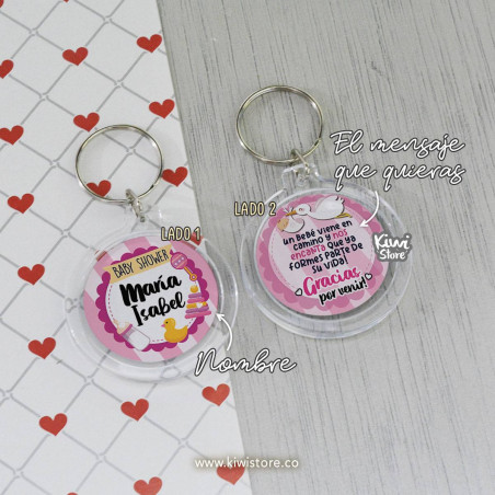 Paquete x10 llaveros - Baby Shower Gracias por venir rosa
