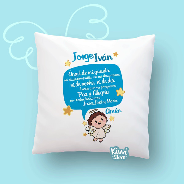 Cojín - Ángel de la guarda Azul