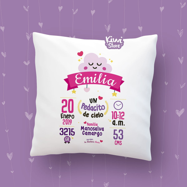 Cojín - Datos de nacimiento Nube