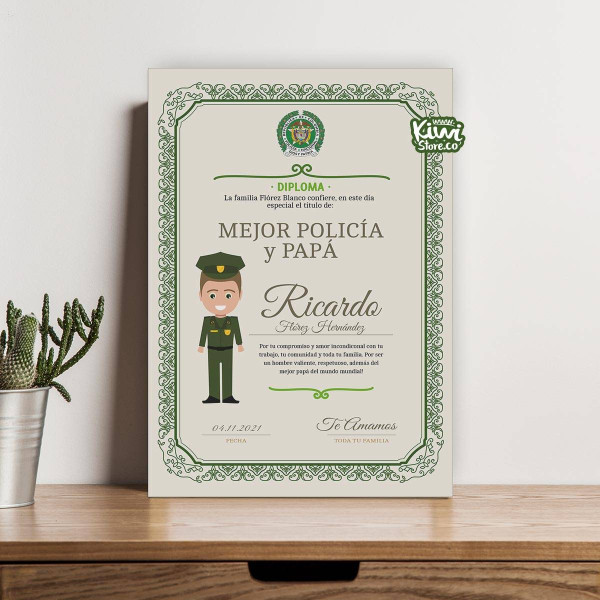 Retablo - Diploma al mejor Policía y papá