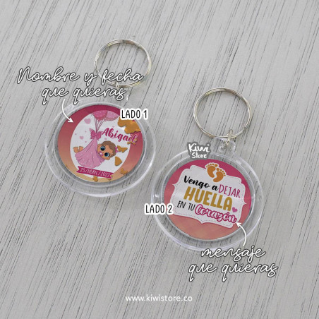 Paquete x10 llaveros - Baby Shower Huella en tu corazón