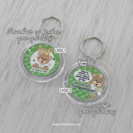 Paq x10 llaveros - Baby Shower Osito Verde