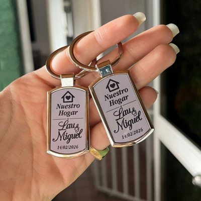 llaveros metálicos personalizados para pareja - llaveros para nuevo hogar