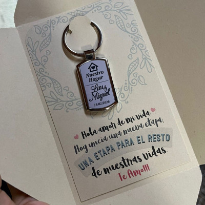 llaveros metálicos personalizados para pareja - llaveros para nuevo hogar