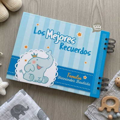 Libro de recuerdos de bebé personalizado - Libro de recuerdos - Álbum de bebé de elefante
